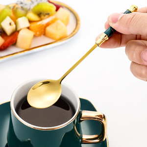 Juego de cuchillos, tenedores y cucharas con mango de cerámica y diseño de mármol, de acero inoxidable, 24 piezas, juego de regalo para vajilla de boda, duradero. - Product Image 3