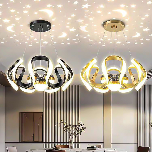 Lampara 140W LED Chandelier Remote Control Dimmable 3-Color LED Chandelier Ceiling Pendant Light for Dining Room Kitchen Island