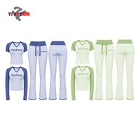 Ensemble décontracté en coton pour femmes grandes tailles, idéal pour le fitness et la détente, avec t-shirt personnalisé à col en V et pantalon évasé – Collection Automne 2026 Tendance