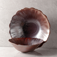 Vaisselle en forme De fleurs en relief, Style rétro, en céramique, Unique, rustique, cadeau pour Banquet d'hôtel, vente en gros