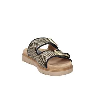 Jana Women's Slipper Black Beige 38 Low Heel <b>Flat</b> Sandal - Product Image 4