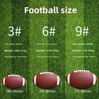 Ballon de rugby taille 5, n° 9 et n° 6, marron, 11 points de fixation, antidérapant, résistant à l'usure, haute rétention d'air, cousu à la machine, en TPU.