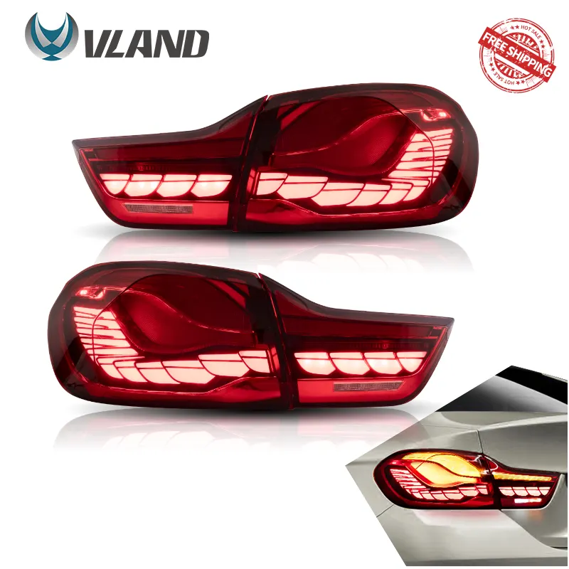 GTS OLED Style For BMW 4 Series VLAND Taillight F32 F33 F36 F82 F83 M4 Facelift Rear Lights LED 2014-2020 Sequential Turn Signal