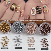 Perles et zircons de style rétro « Old Money » Paso Sico pour nail art – Tailles assorties, perles tridimensionnelles, finition or antique haute brillance