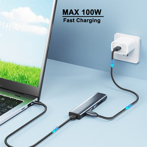 6 trong 1 <span class=keywords><strong>USB</strong></span> C HUB <span class=keywords><strong>Adapter</strong></span> cho Macbook Pro Loại C để HDMI Dongle Tương thích cho máy tính xách tay thiết bị 4K 30Hz PD dài cáp - Product Image 4