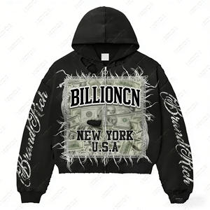 Sudadera con Capucha Personalizada Unisex de Corte Regular, Cuello Redondo, Gruesa, 360g, con Cierre, Estilo Veraniego, Desgastada, Vintage, Lavada al Ácido, 100% Algodón, con Estampado y Parche - Product Image 1