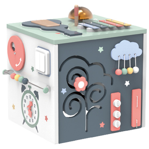 Cubo di Attività in <span class=keywords><strong>Legno</strong></span> Montessori Educativo per Bambini, Gioco con Serrature, <span class=keywords><strong>Puzzle</strong></span> di Animali, Centro Musicale, Tavola delle Attività - Product Image 2