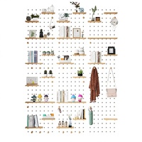 Organisateur mural en bois à crochets, panneau flottant modulaire, étagère de rangement simple et minimaliste pour salon, chambre et chambre d'enfant