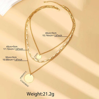 Collier pendentif rond en bambou à trois couches, en acier inoxydable électroplaqué, style sportif, transfrontalier Europe-Amérique