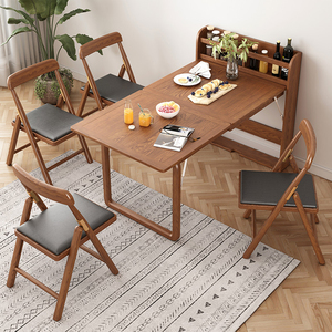 Set di <span class=keywords><strong>Mobili</strong></span> da Pranzo <span class=keywords><strong>NOVA</strong></span> in Legno Massello 6 Posti Tavolo Allungabile in Noce con Porta Spezie Design Moderno Salvaspazio - Product Image 1