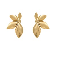Anting Tusuk Kupu-kupu Bunga Trendy Bahan Stainless Steel 304 Lapis Emas Anti Air Bebas Nikel Tahan Luntur Elegan Grosir