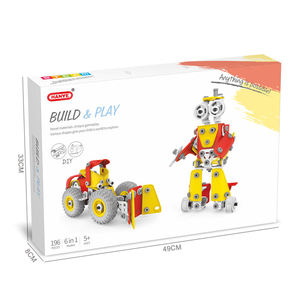 Jouets de camion d'ingénierie à démonter avec vis et écrous pour l'éducation STEM des enfants, 196 pièces, 6 en 1, ensemble de blocs de construction flexibles - Product Image 4