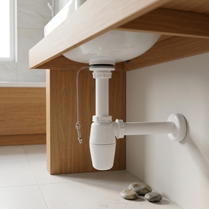 Piège à bouteille en plastique blanc, piège à bouteille de lavabo de salle de bains, <span class=keywords><strong>siphon</strong></span> déchets - Product Image 1