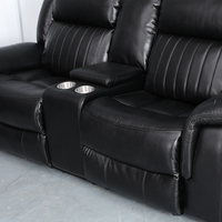 Ensemble de fauteuils inclinables électriques en cuir PU noir, design ergonomique avec coussin, dossier et repose-pieds réglables, canapés de massage pour salons