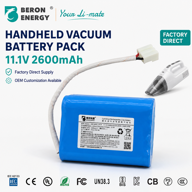 11.1V 2600mAh Lithium Ion Batteries Pack Stick Vacuum Cleaner Battery 3S 18650 Li-ion Battery Pack with BMS Protection OEM
