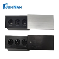 Prise de bureau encastrée avec couvercle coulissant en aluminium multifonctionnel dissimulé, 3 prises AC
