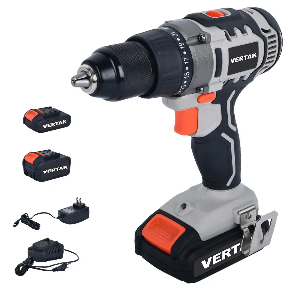 Vertak 13mm Chuck 20V Lithium Battery Power Tools Set Hand Held Electric Impact Drill