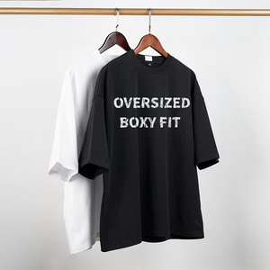 TKAN122 T-shirt Homme Grande Taille en Coton Épais, Coupe Oversize Décontractée, Tendance, Impression Logo Personnalisée - Product Image 1