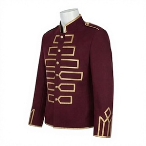 Veste d'hiver Hussar en laine 100% bordeaux pour homme, col montant, style uniforme, manches longues, boutonnée, coupe-vent, réversible, respirante - Product Image 3