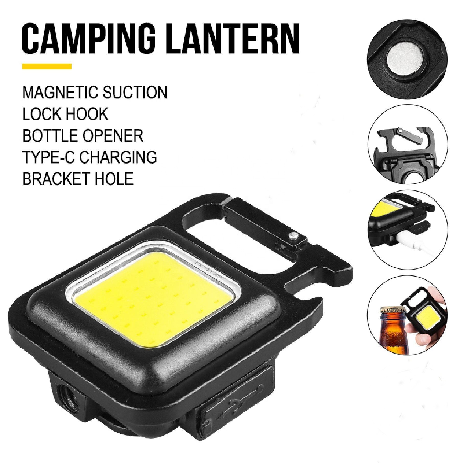 Mini Portable 3 Modes d'éclairage USB lumineux LED torche Rechargeable lumière de travail petites lampes de poche de poche Camping porte-clés lumière