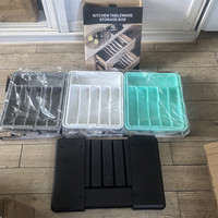 Organizador de Cubiertos Ajustable de Plástico Plateado, Bandeja Expandible para Utensilios de Cocina, Soporte de Almacenamiento de Cubiertos y Cuchillos sin BPA