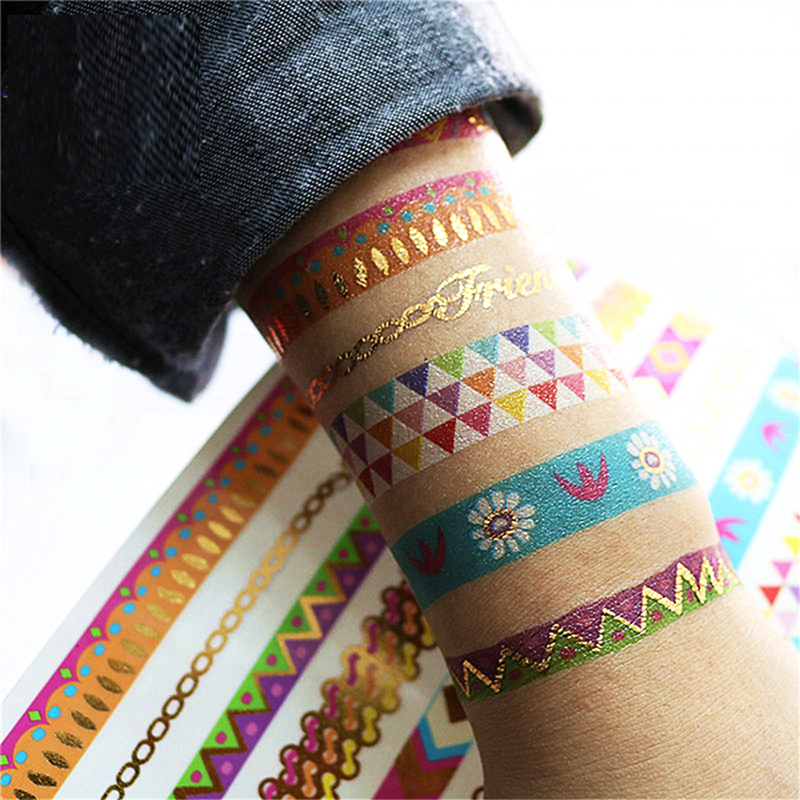 OEM печать, вспышка, Золотая фольга, тело, ручная наклейка, пользовательские металлические Временные татуировки, наклейки