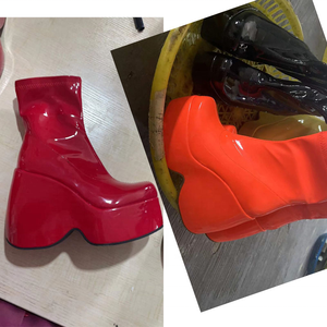 Chaussures à talons épais en cuir verni pour femmes, bottines à talons compensés, plateforme, grande taille 43, 2022 - Product Image 6
