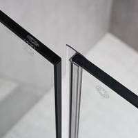 Porte de douche coulissante sans cadre sur mesure avec design moderne, receveur en pierre artificielle, garantie à vie pour hôtels et appartements