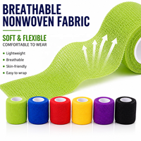 Vendaje Elástico Cohesivo Autoadherente de Látex Libre, No Tejido, Flexible, de Colores, en Rollos Cortos de 5cmx2.25m (estirado) para Páginas