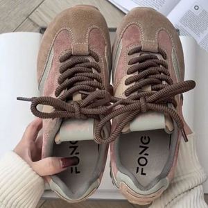 2026 Autumn New Retro German Trainers, Hot Color <b>Block</b> Thick Sole Sneakers, Women High-end Versatile Casual Daily Shoes - Product Image 2