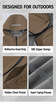 Veste softshell 3 couches pour homme, imperméable 8000 mm, respirante, avec fermeture éclair SBS, DX-R26633