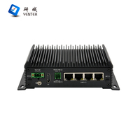 Intel N97 4 I210 GbE LAN 2 RS232/485 COM HD M.2 NVMe 2.5in SATA 12-24V DC Win10 Ubuntu Mini PC Industri Tanpa Kipas