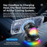 Support de téléphone magnétique sans fil 15W pour voiture avec ventilateur RGB et charge rapide