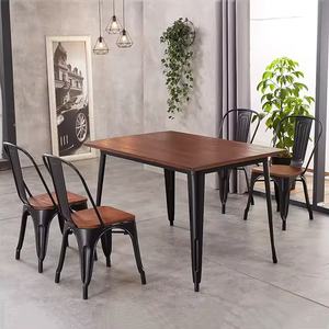 Cina fabbrica diretta fatta a buon mercato durevole in legno metallo caffè sedie e tavoli ristorante sedie tavoli per la vendita - Product Image 4