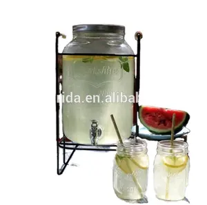 glass beverage dispenser with mason jar set 4l glass beverage dispenser with infuser on base with ice core