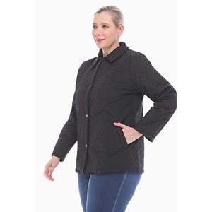 Veste matelassée noire à col polo pour femme, grande taille, décontractée, pour l'automne - Product Image 4