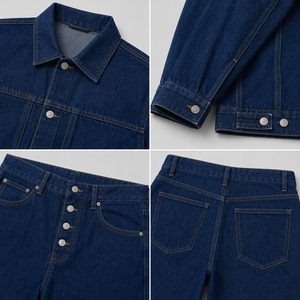 Ensemble de vêtements en jean pour <span class=keywords><strong>homme</strong></span> personnalisé, 2 pièces, veste en jean et pantalon pour <span class=keywords><strong>homme</strong></span>, style streetwear - Product Image 4