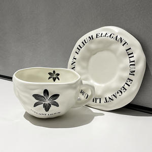 Tasses et soucoupes à café en céramique créatives et irrégulières, grande capacité pour la maison, style européen - Product Image 5