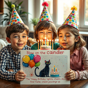 <span class=keywords><strong>Carte</strong></span> d'anniversaire amusante et festive pour les <span class=keywords><strong>amoureux</strong></span> des chats avec conception de bougies soufflantes pour femmes hommes mamans papas - Product Image 5