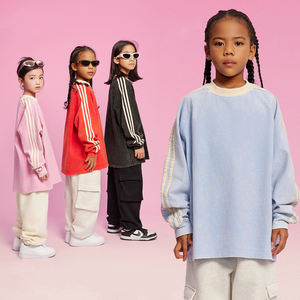 Camiseta de Manga Longa Personalizada para Crianças, Fabricantes Atacadistas, 100% Algodão, Design Listrado, Lavagem Vintage, 285G - Product Image 1