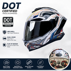 Casques de moto modulaires unisexes YM en ABS, homologués DOT, rabattables, imperméables, personnalisés pour le motocross et la course, pour hommes - Product Image 5