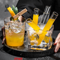 Ensemble de cocktails créatif en tubes à essai, seau à glace en verre texturé Glacier avec verres à whisky, kit de mixologie moléculaire pour bar, ensemble de shots en tubes à essai