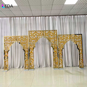 LEDA Spectacular Wedding Arch Stainless Steel Metal <b>Frame</b> Backdrop Stand <b>Gold</b> <b>Square</b> Arch for Events Decor - Product Image 1