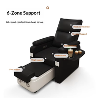 Chaise de Pédicure Luxe Noire avec Massage Électrique et Bassin en Céramique, Inclinable Électriquement, pour Salon de Manucure - Offre Spéciale