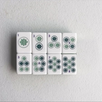 Ensemble de Mahjong Américain en Acrylique Crème Émeraude Premium, 4 Joueurs, Figurines Flora et Insectes Sculptées à la Main, 160 Tuiles, Portable, Jeu de Société Aquatique