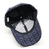 Gorra de Tweed a cuadros en blanco y negro para mujer de otoño e invierno, sombrero de 6 paneles, sombrero de moda para mujer, gorras deportivas para mujer, gorra de béisbol