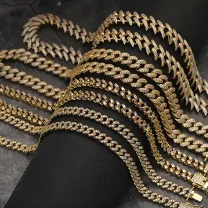 Dortnover modische Hiphop-Kette 9mm 14K vergoldet Vvs Diamant Moissanit kubanische Choker-Kette Halskette