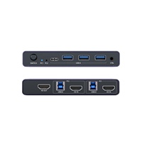 Commutateur KVM 2 ports HDMI et 4 USB 3.0 pour 1 moniteur et 2 PC, 4K 60Hz, avec fonctions de copie/extension/épissage et contrôleur à boutons