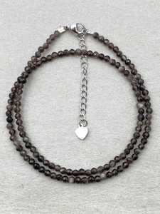 Collar de Obsidiana Facetada, Joyería Delicada con Piedras Preciosas, Cuentas Microfacetadas, Collar de Cristal, Joyería Minimalista, Collar con Piedras Preciosas Pequeñas - Product Image 5