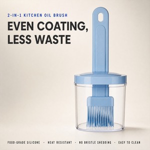 Pinceau à huile en silicone 2-en-1 avec bouteille, qualité alimentaire, résistant à la chaleur, réutilisable pour la cuisson, le badigeonnage, le barbecue et l'utilisation en cuisine - Product Image 1